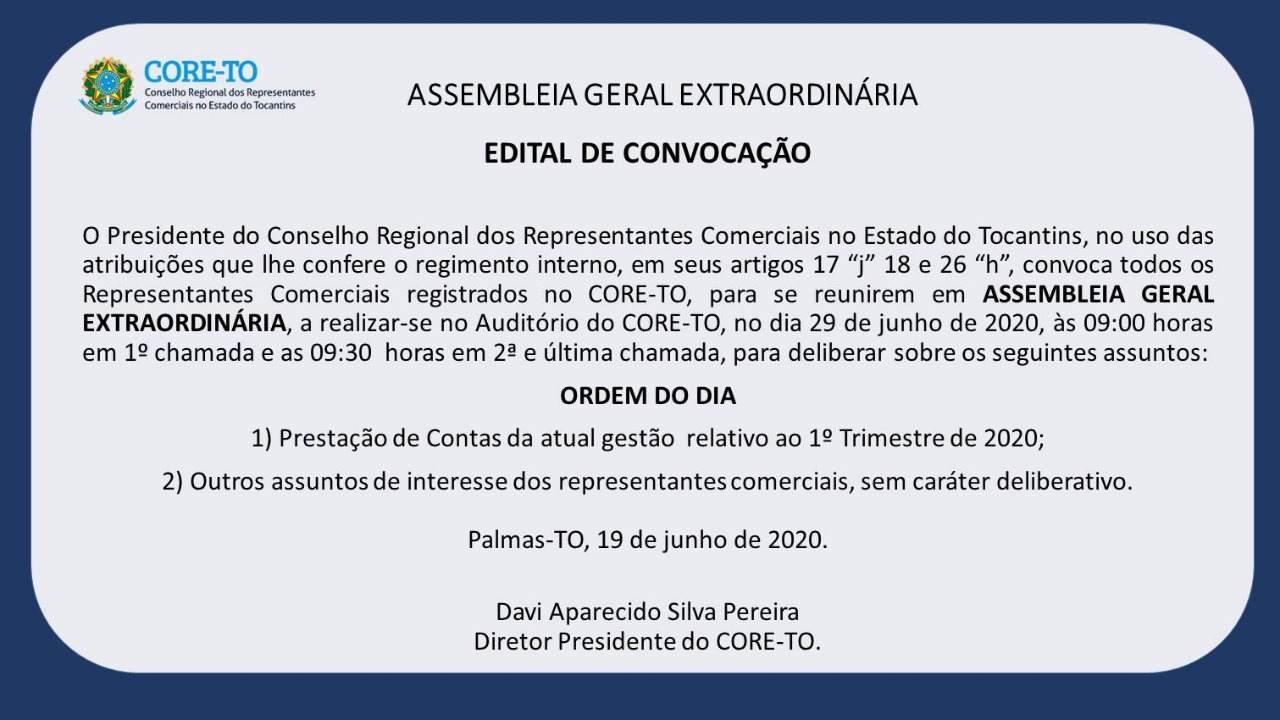 Edital de Convocação de Assembleia Geral Extraordinária 14.06.23